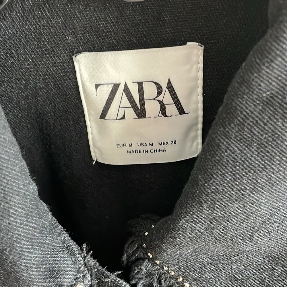 Zara denim jacket with fringe, size M - Picture 7 of 9
